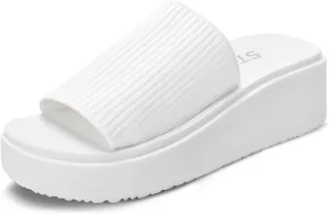 STQ Platform Sandals Women Cute Chunky Slides with Comfort Memory Foam