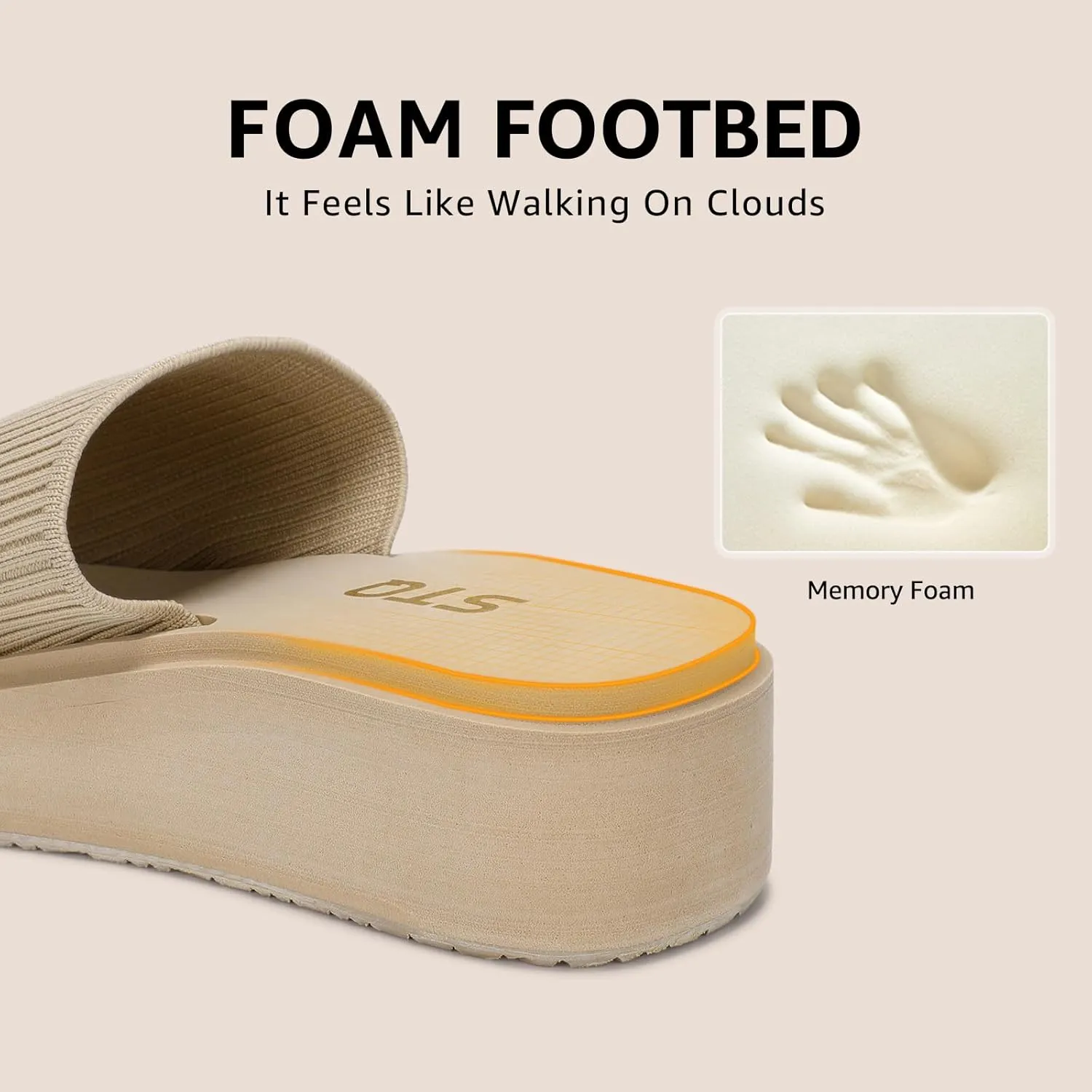 STQ Platform Sandals Women Cute Chunky Slides with Comfort Memory Foam