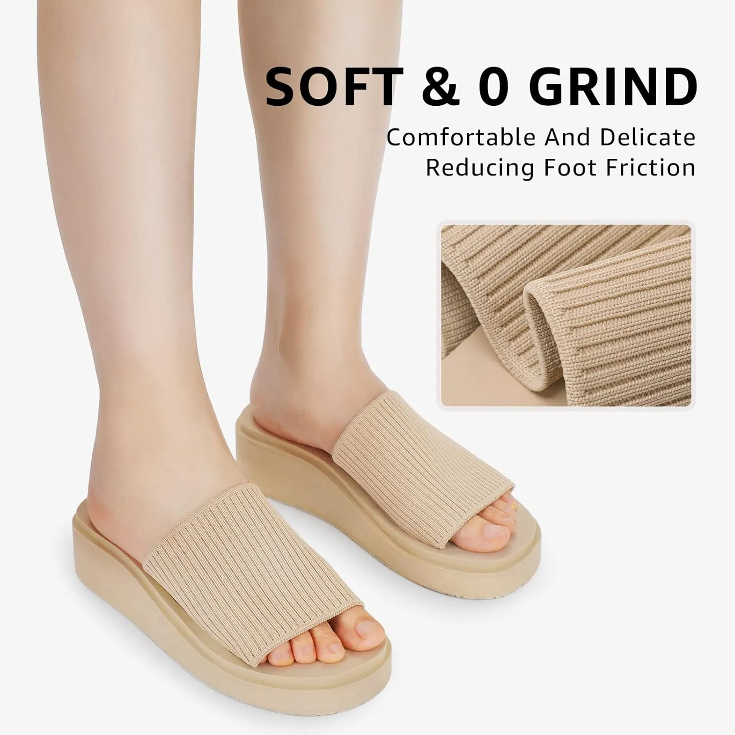 STQ Platform Sandals Women Cute Chunky Slides with Comfort Memory Foam