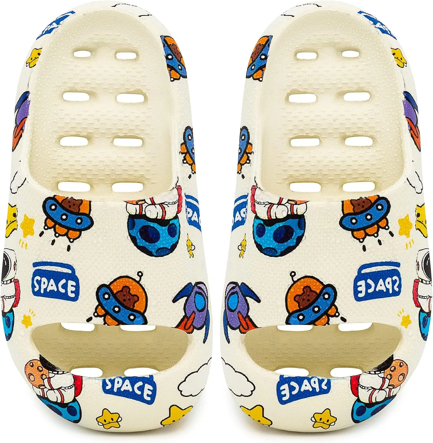 techcity Boys Girls Slide Sandals Soft Cushioned Thick Sole Non-slip Summer Slippers Quick Drying Bathroom Shower Pool Beach Sandals for Toddler Little Kids