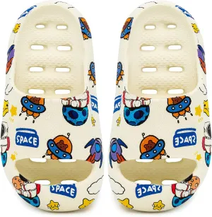 techcity Boys Girls Slide Sandals Soft Cushioned Thick Sole Non-slip Summer Slippers Quick Drying Bathroom Shower Pool Beach Sandals for Toddler Little Kids