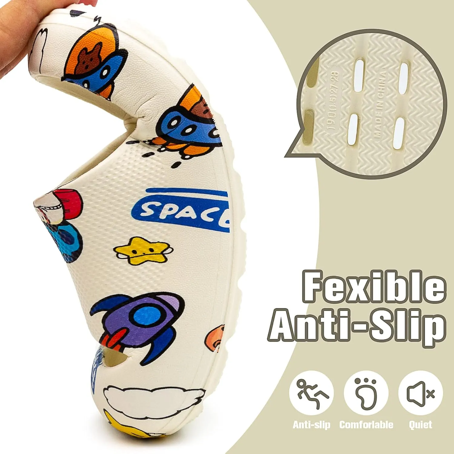 techcity Boys Girls Slide Sandals Soft Cushioned Thick Sole Non-slip Summer Slippers Quick Drying Bathroom Shower Pool Beach Sandals for Toddler Little Kids