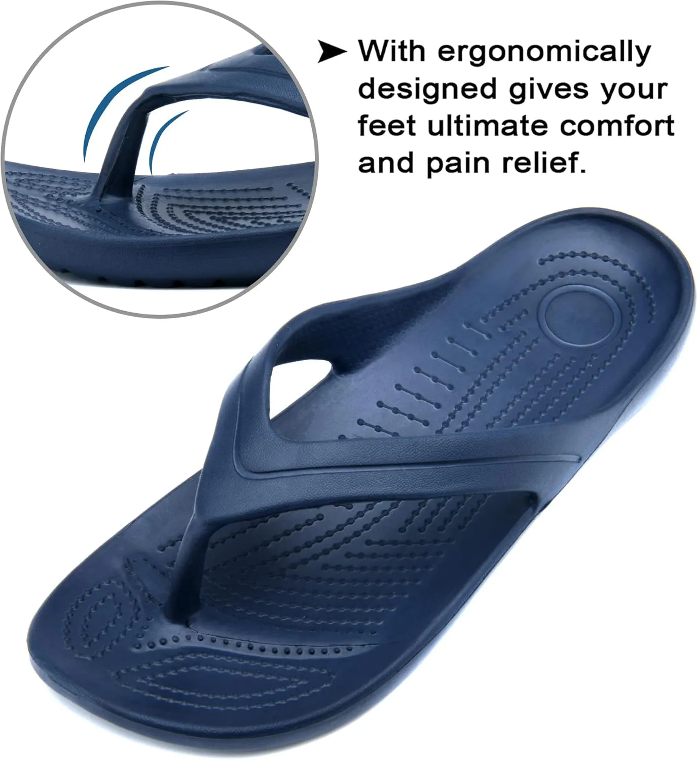 Temi Women's Flip Flops,Soft Lightweight Sandals for Women Anti Slip Casual Slippers Shower Beach Pool Bathroom Flat Slides Shoes