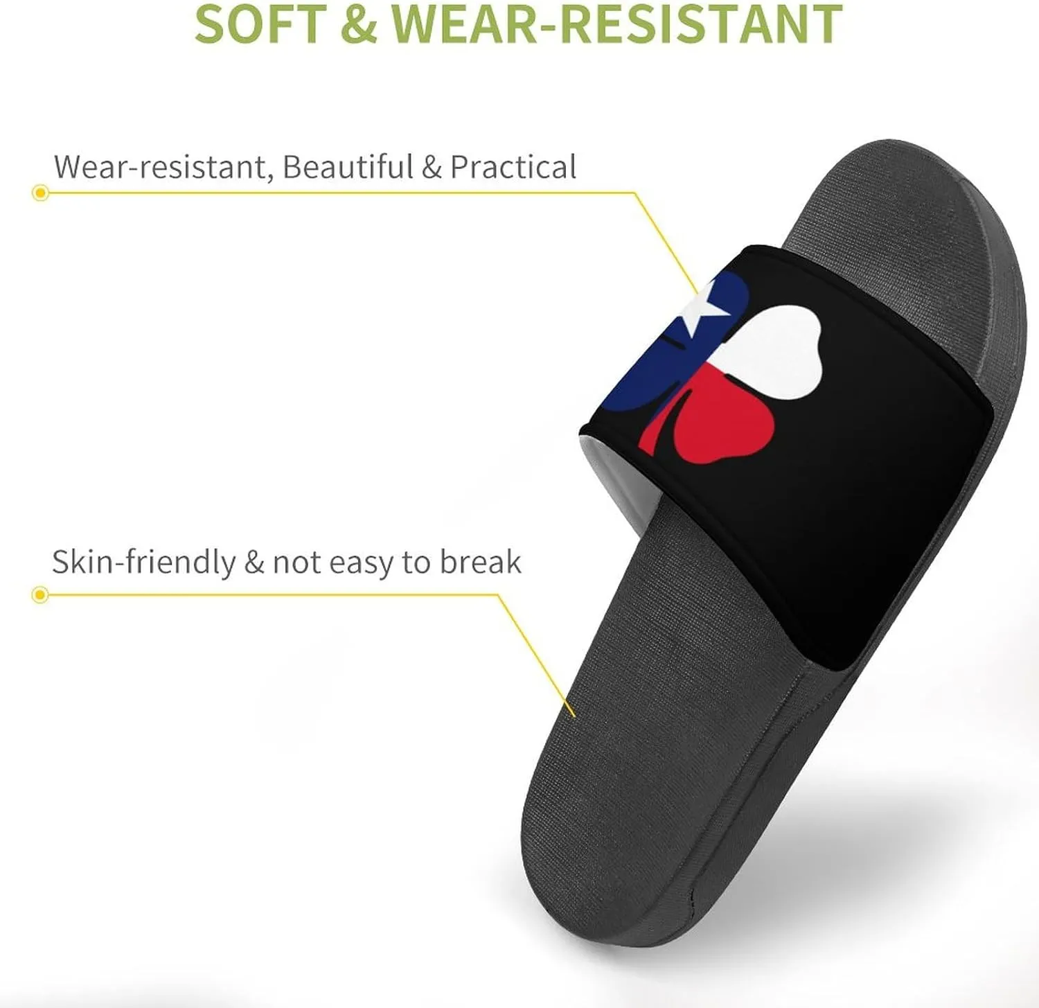 Texas Luck Clover Shower Sandals Home Slippers Non-Slip Quick Drying Beach Bathroom Slipper