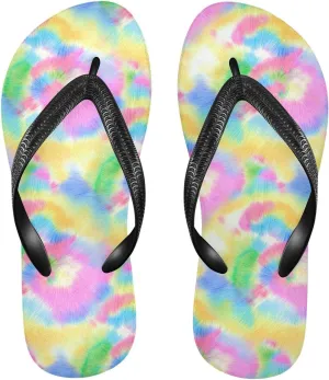 Tie Dye Colorful Flip Flops for Beach Thong Sandals Anti-slip Lightweight Shower Shoes for Travel Summer Outdoor