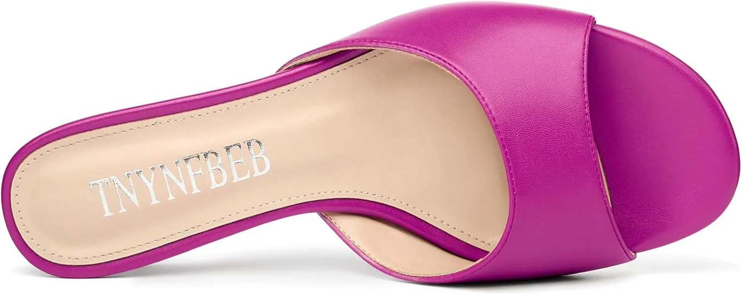 TNYNFBEB Womens Low Kitten Heel Open Toe Sandals Mules Shoes Slingback Prom Party Dress Summer 1.4 Inches Heels