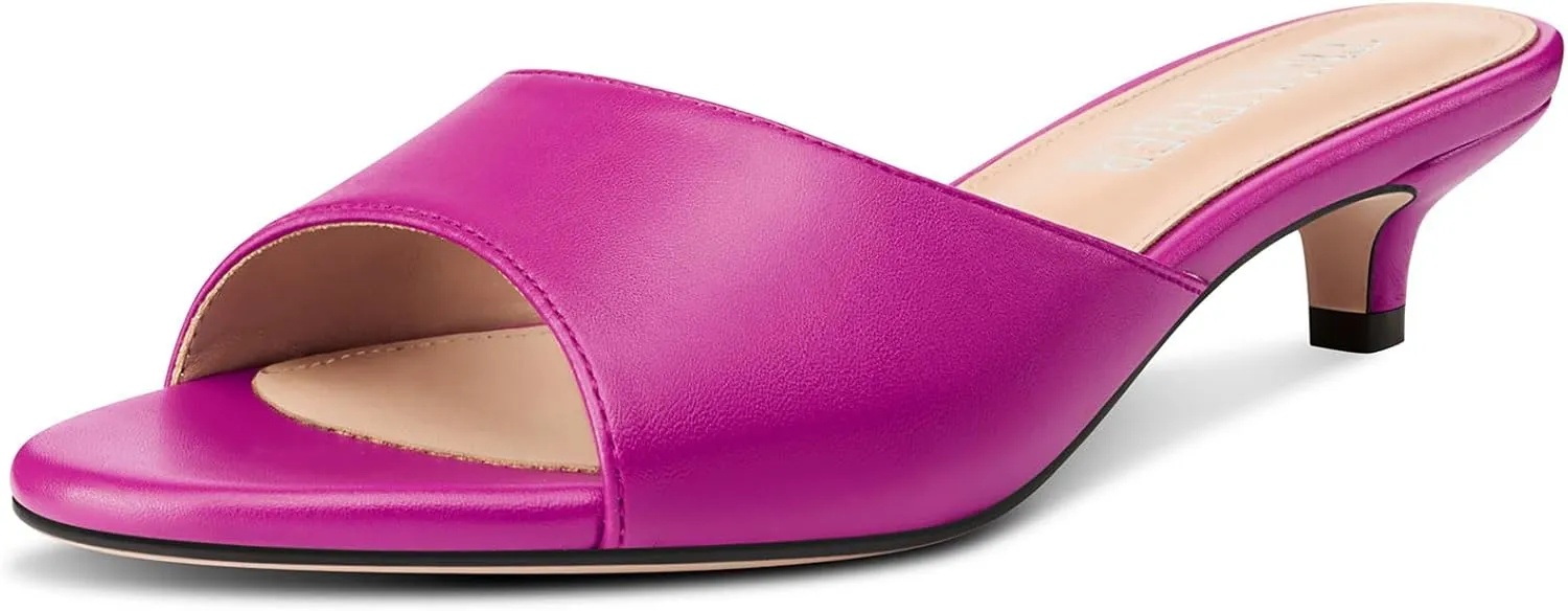TNYNFBEB Womens Low Kitten Heel Open Toe Sandals Mules Shoes Slingback Prom Party Dress Summer 1.4 Inches Heels