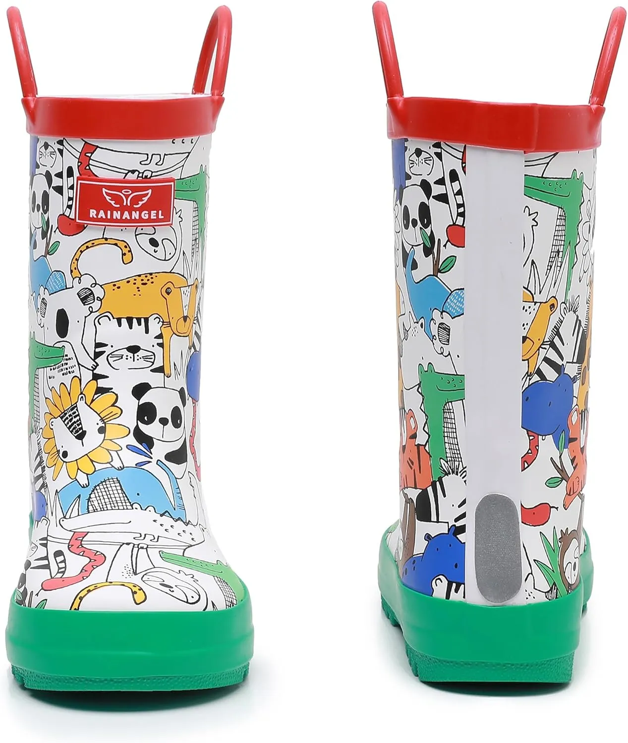 Toddler Rain Boots with Easy-On Handles, Waterproof Rubber Kids Rain Boots for Girls and Boys, in Fun Printed & Colors Unisex-Child Outdoor Rain Boots
