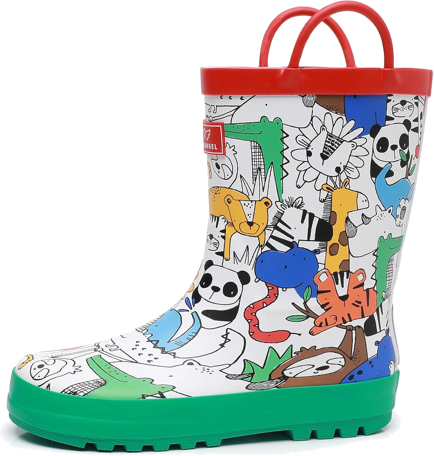 Toddler Rain Boots with Easy-On Handles, Waterproof Rubber Kids Rain Boots for Girls and Boys, in Fun Printed & Colors Unisex-Child Outdoor Rain Boots
