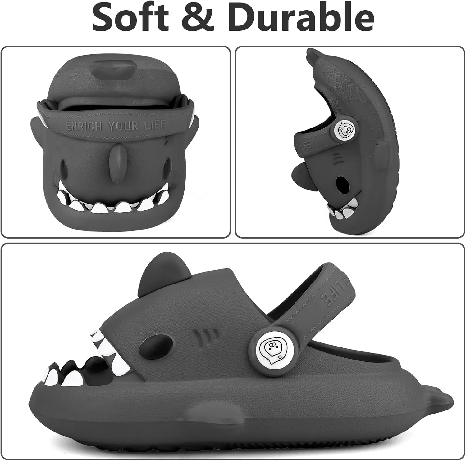 Toddler Shark Cloud Slides | Kids Shower Sandals | Boys Girls Cute Cartoon Fish Flip Flops | Beach Pool Home Slippers Shoes | Quick Dry Non-Slip