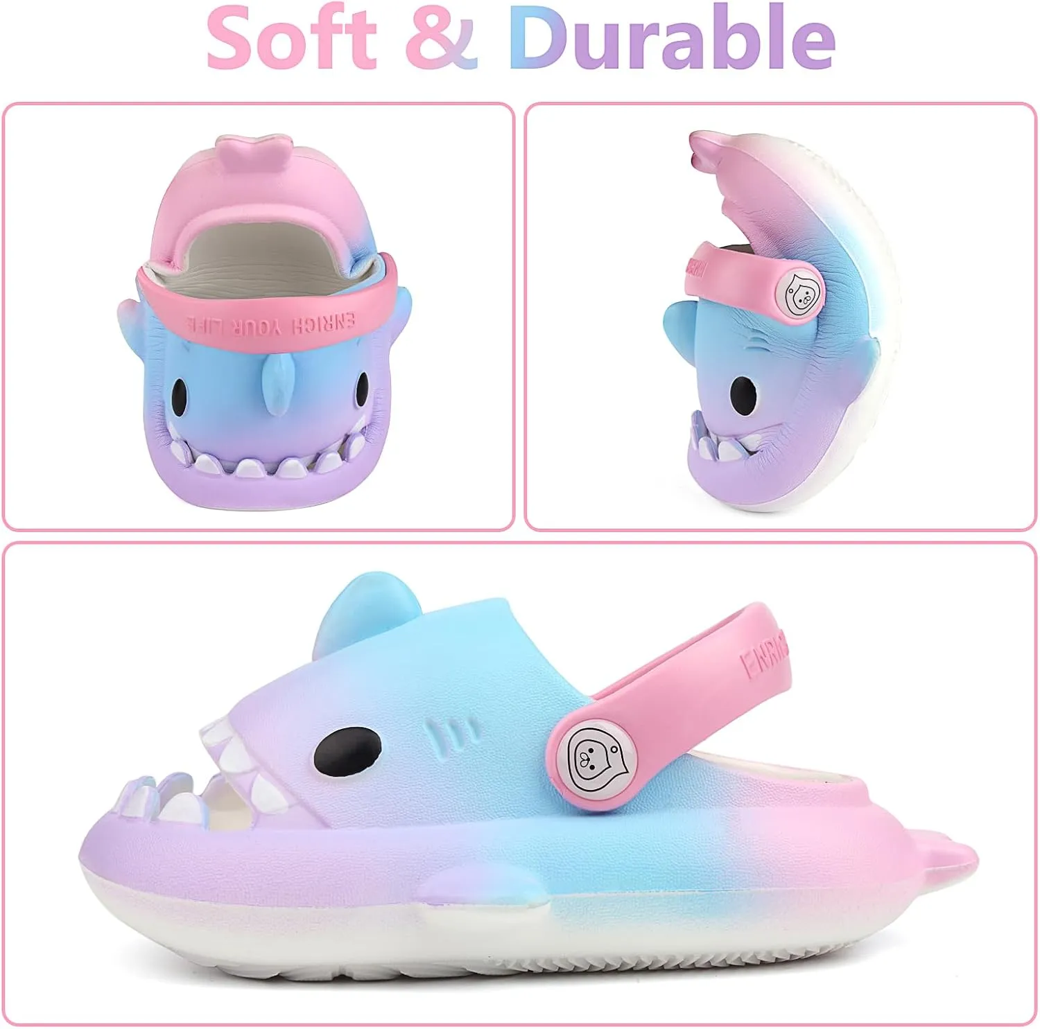 Toddler Shark Cloud Slides | Kids Shower Sandals | Boys Girls Cute Cartoon Fish Flip Flops | Beach Pool Home Slippers Shoes | Quick Dry Non-Slip
