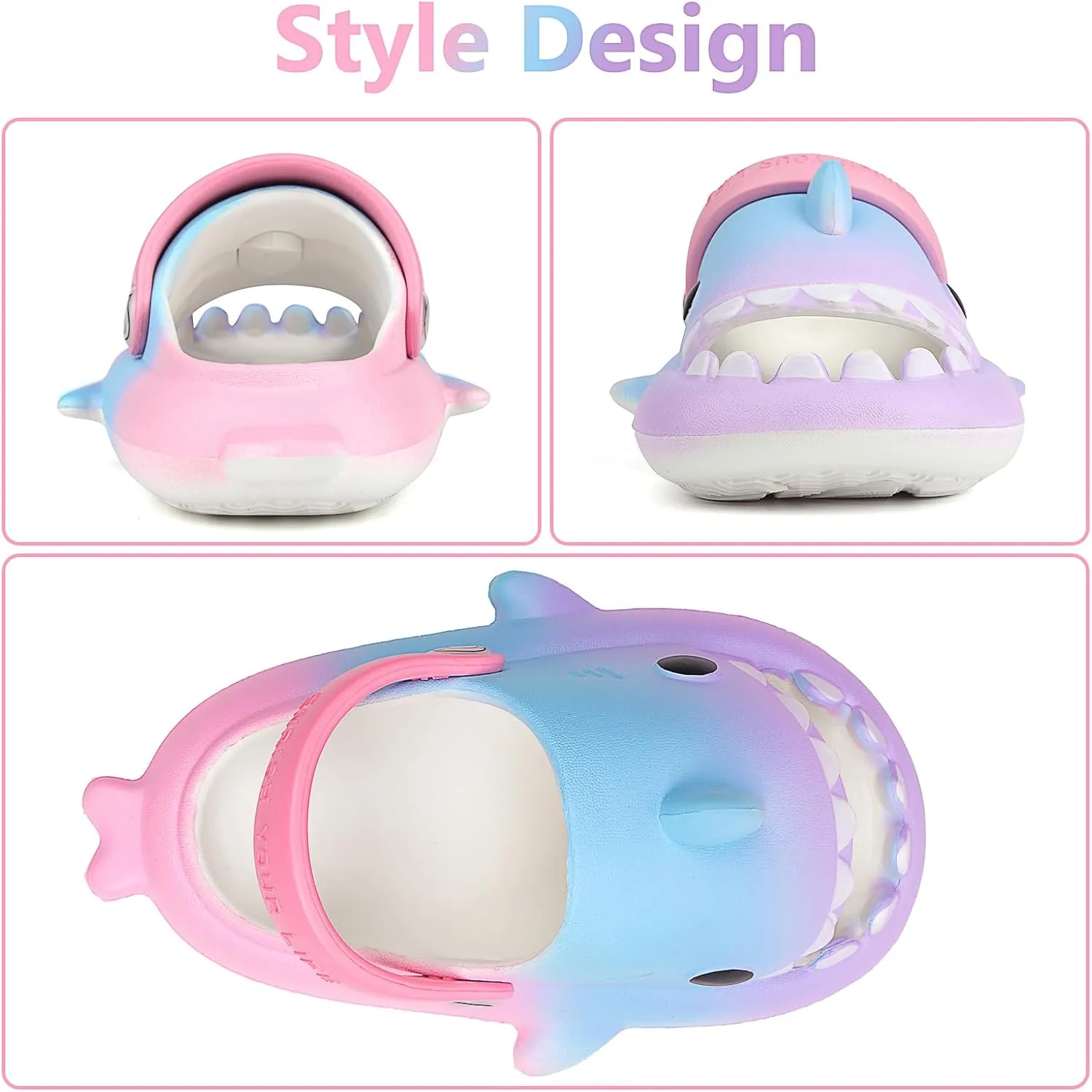 Toddler Shark Cloud Slides | Kids Shower Sandals | Boys Girls Cute Cartoon Fish Flip Flops | Beach Pool Home Slippers Shoes | Quick Dry Non-Slip