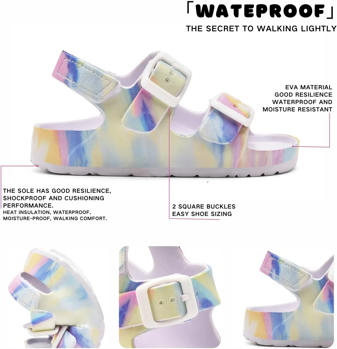 Toddler Unisex Adjustable Buckle Sandals – Comfortable Open Toe Beach & Pool Shoes for Boys & Girls with Back Strap