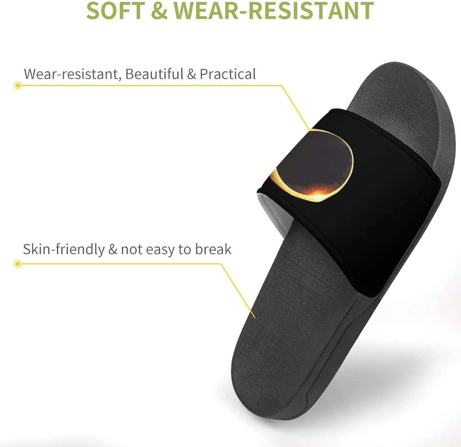 Total Solar Eclipse Non Slip Slides Sandals for Women Men Quick Drying Shower Shoes for Bathroom Pool Beach