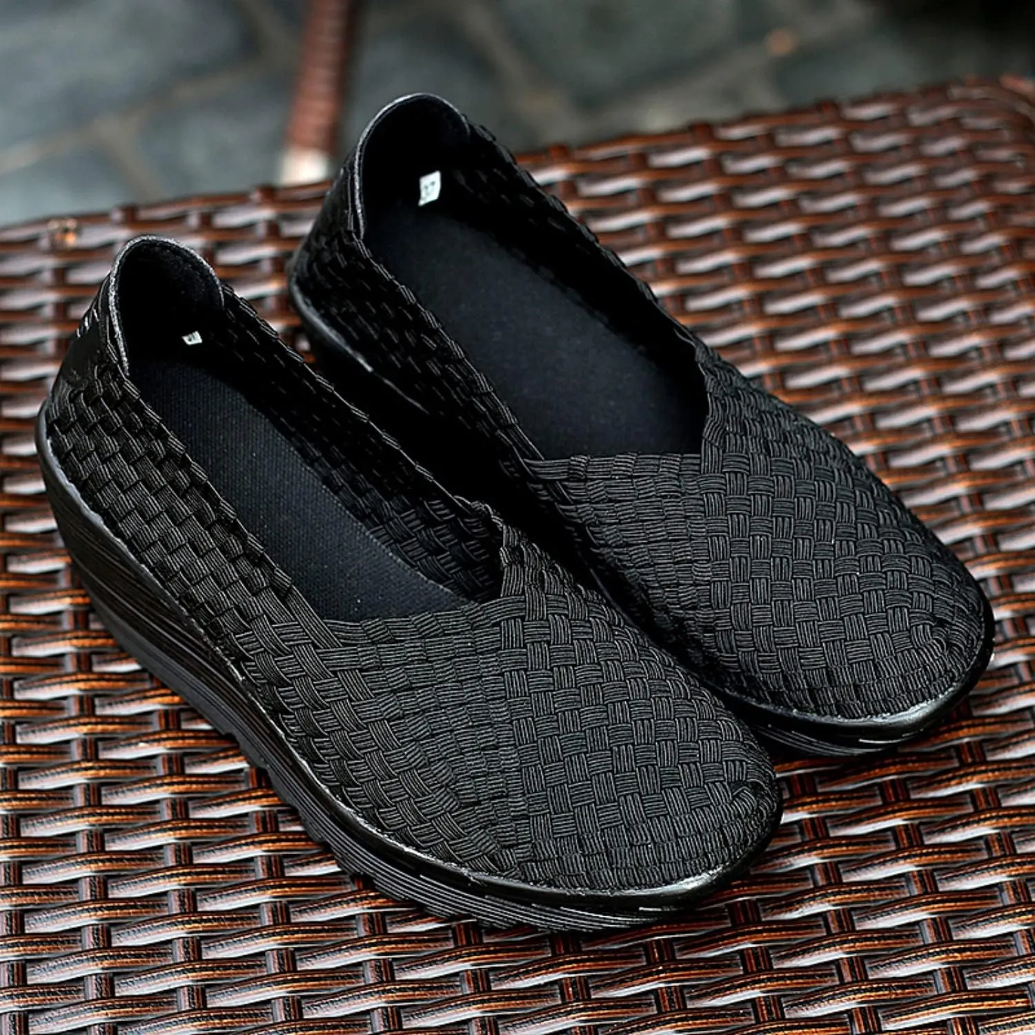 Touchmosees Women's Platform Wedge Sandals Woven Pumps Mary Jane Shoes Comfortable Walking Shoes