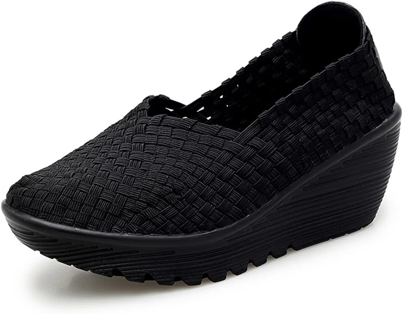 Touchmosees Women's Platform Wedge Sandals Woven Pumps Mary Jane Shoes Comfortable Walking Shoes