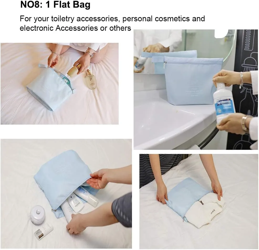 Travel Packing Cubes 8 Pcs Set, Luggage Packing Organizers with Shoe Bag and Toiletry Bag