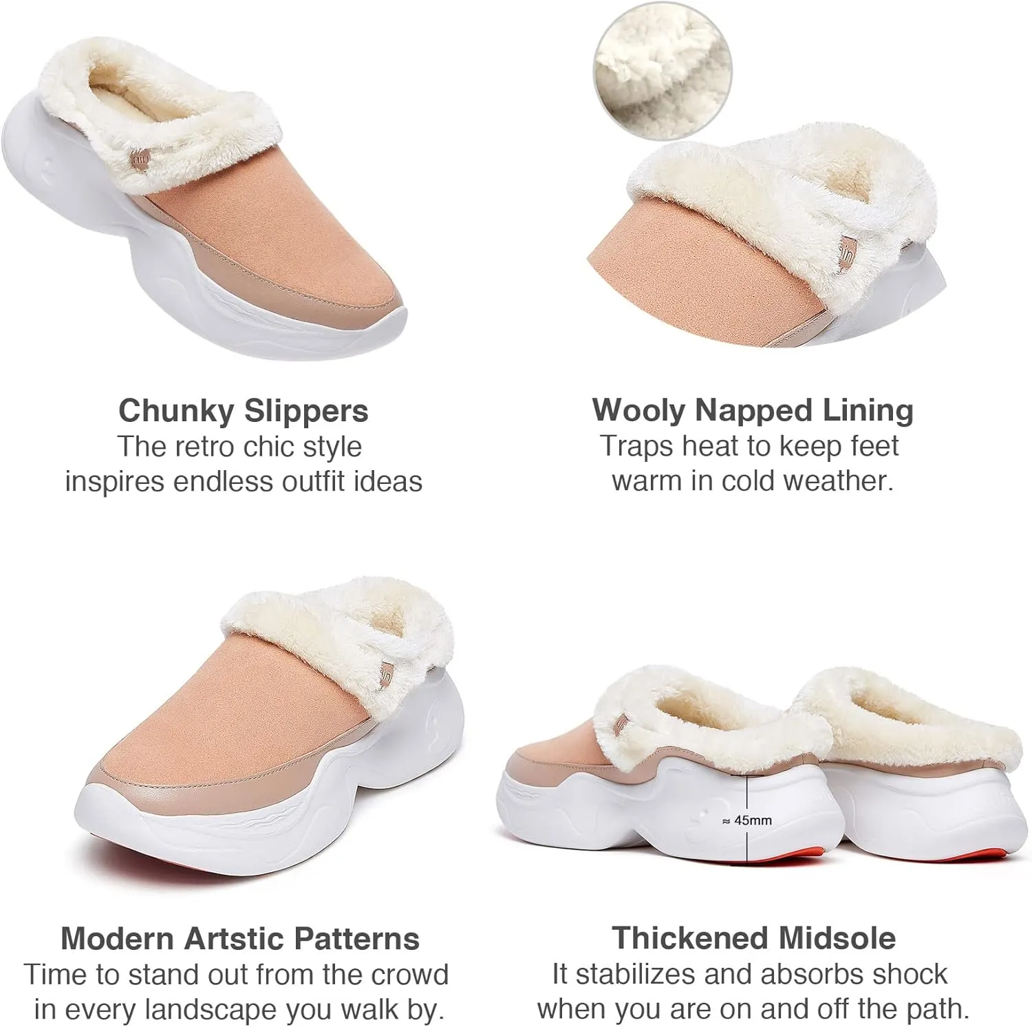 UIN Women's Mules Fashion Comfort Travel Art Painted Chunky Shoes Wide Toe Casual Household Slippers Slip On Loafers