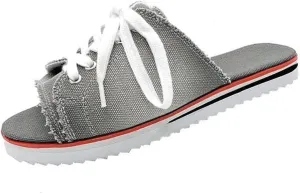 Ulalaza Women's Denim Slides Casual Jean Cloth Flat Mules Open Toe Wedge Slippers Platform Clogs Non-Slip Boho Sandals Close Pointed Toe Heels Backless Slip-On Loafers Walking Flip Flops