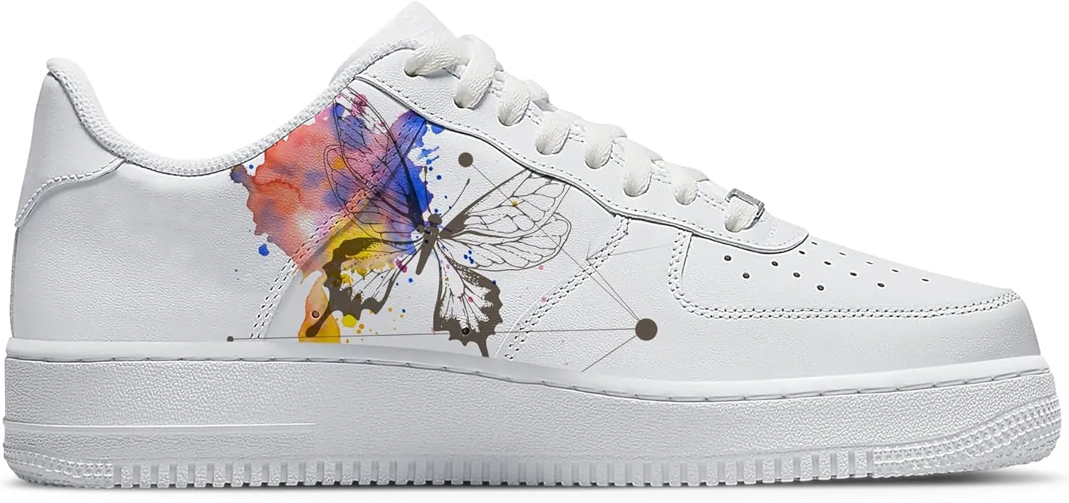 Unique Name Design Low-Top Sneakers - Personalized Customized Name Colorful Butterfly Casual Shoes for Men and Women