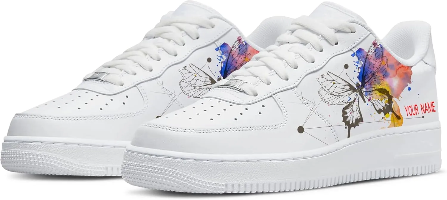 Unique Name Design Low-Top Sneakers - Personalized Customized Name Colorful Butterfly Casual Shoes for Men and Women