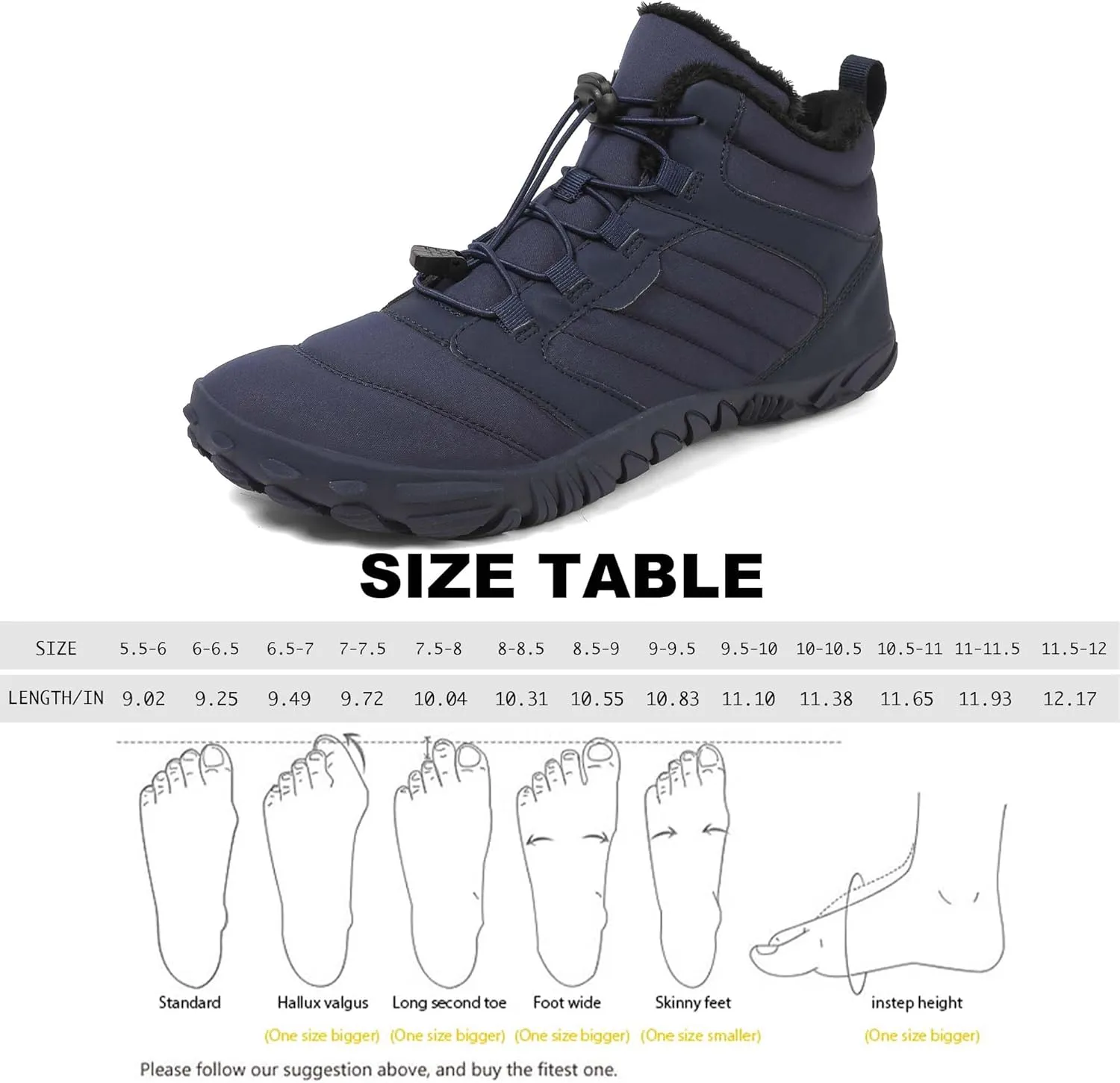 Unisex Winter Snow Sneakers - Solid Color, Slip-Resistant, Warm Fabric-Lined Mesh Upper, Rubber Sole, Cushioned Fabric Insole, Hiking and Walking Shoes for Men and Women