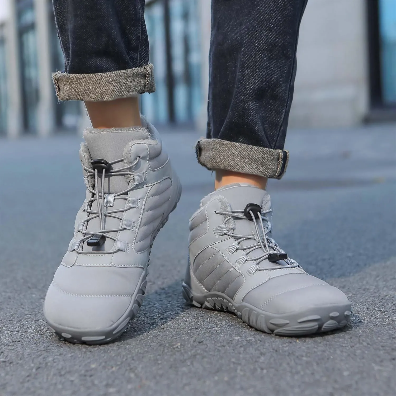 Unisex Winter Snow Sneakers - Solid Color, Slip-Resistant, Warm Fabric-Lined Mesh Upper, Rubber Sole, Cushioned Fabric Insole, Hiking and Walking Shoes for Men and Women