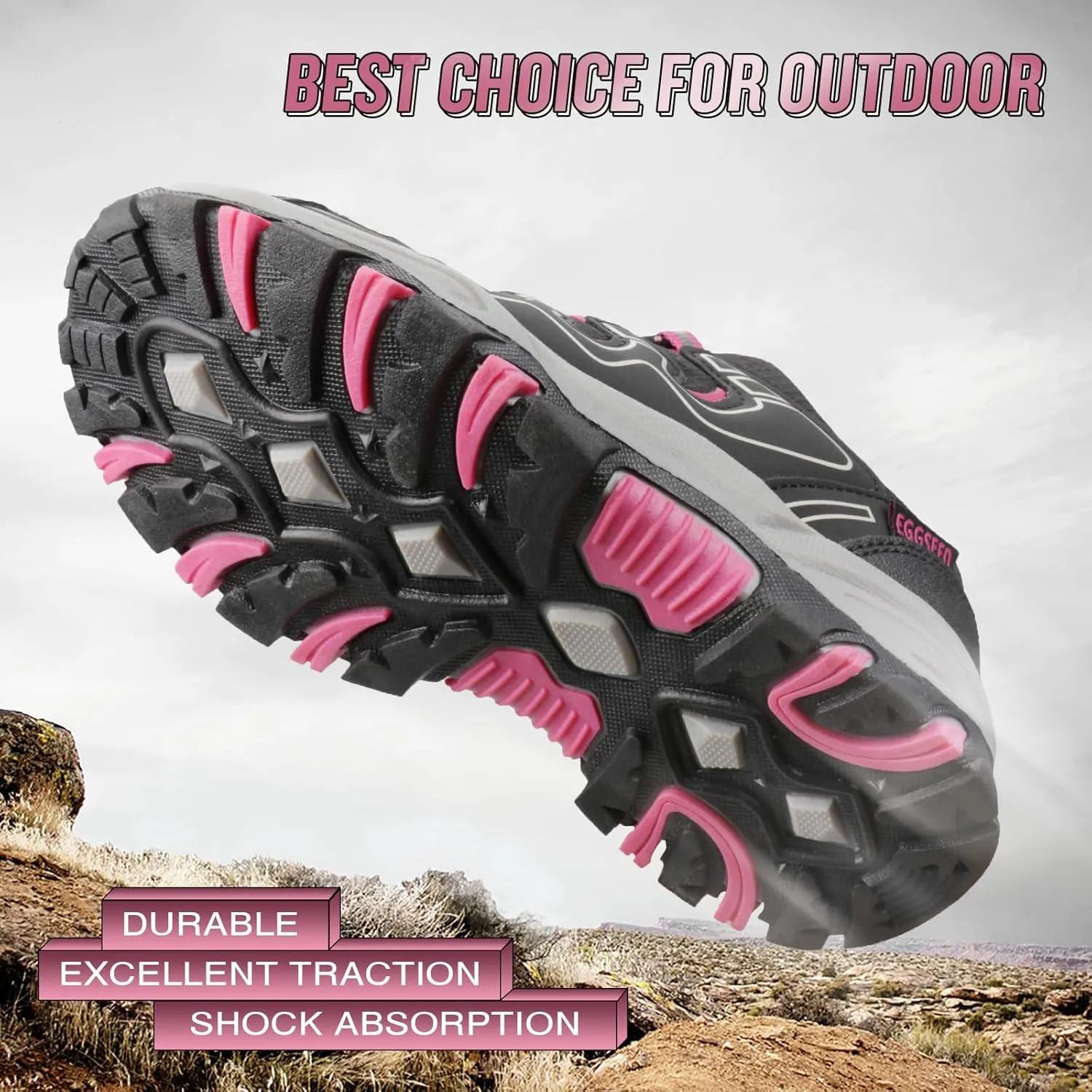 UOVO Girls Boys Hiking Shoes Boys Girls Waterproof Sneakers Kids Running Tennis Outdoor Shoes Non-Slip Lightweight