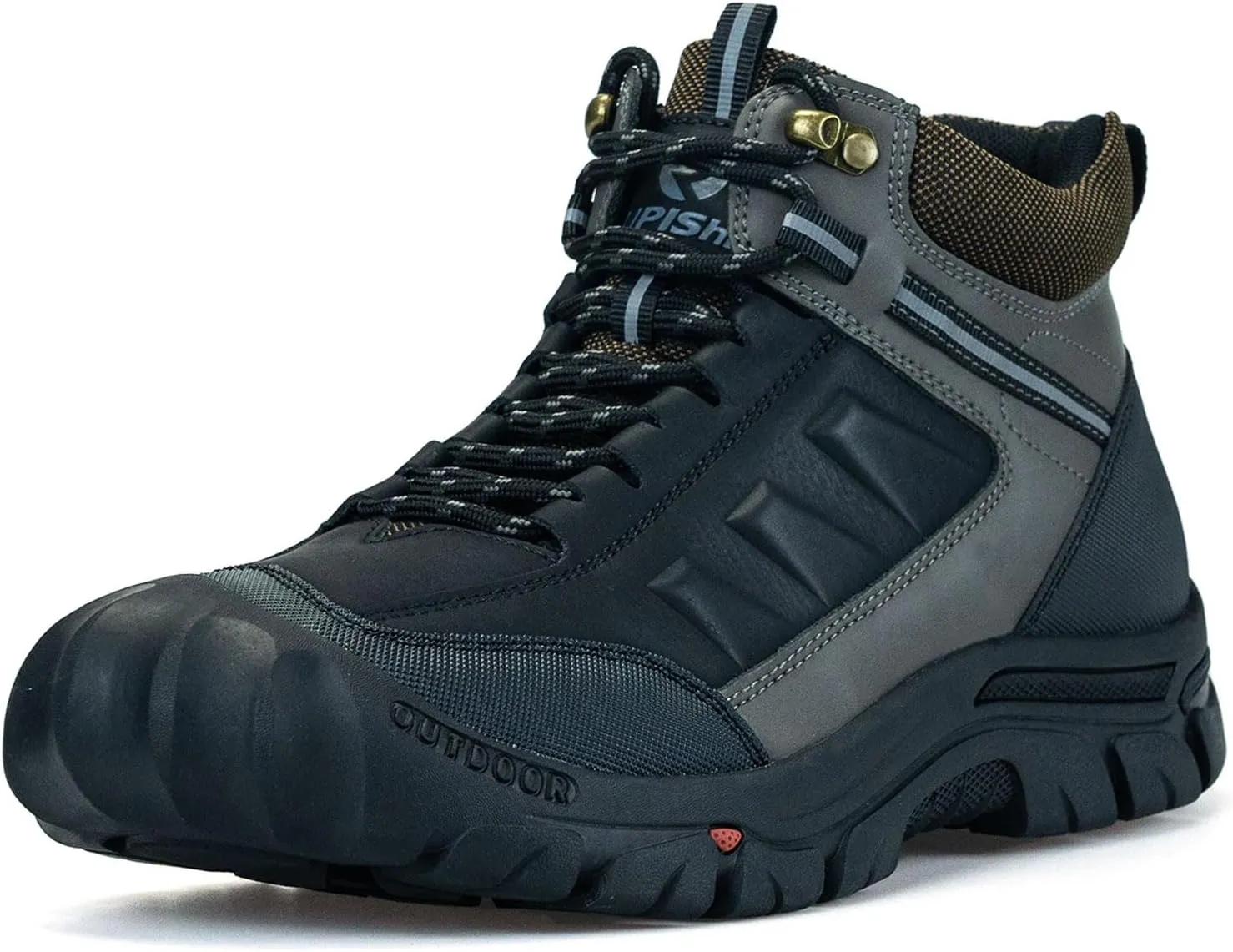 UPIShi Men's Hiking Waterproof Leather Boots Walking Lightweight Working Trekking Outdoor Casual Breathable Shoes