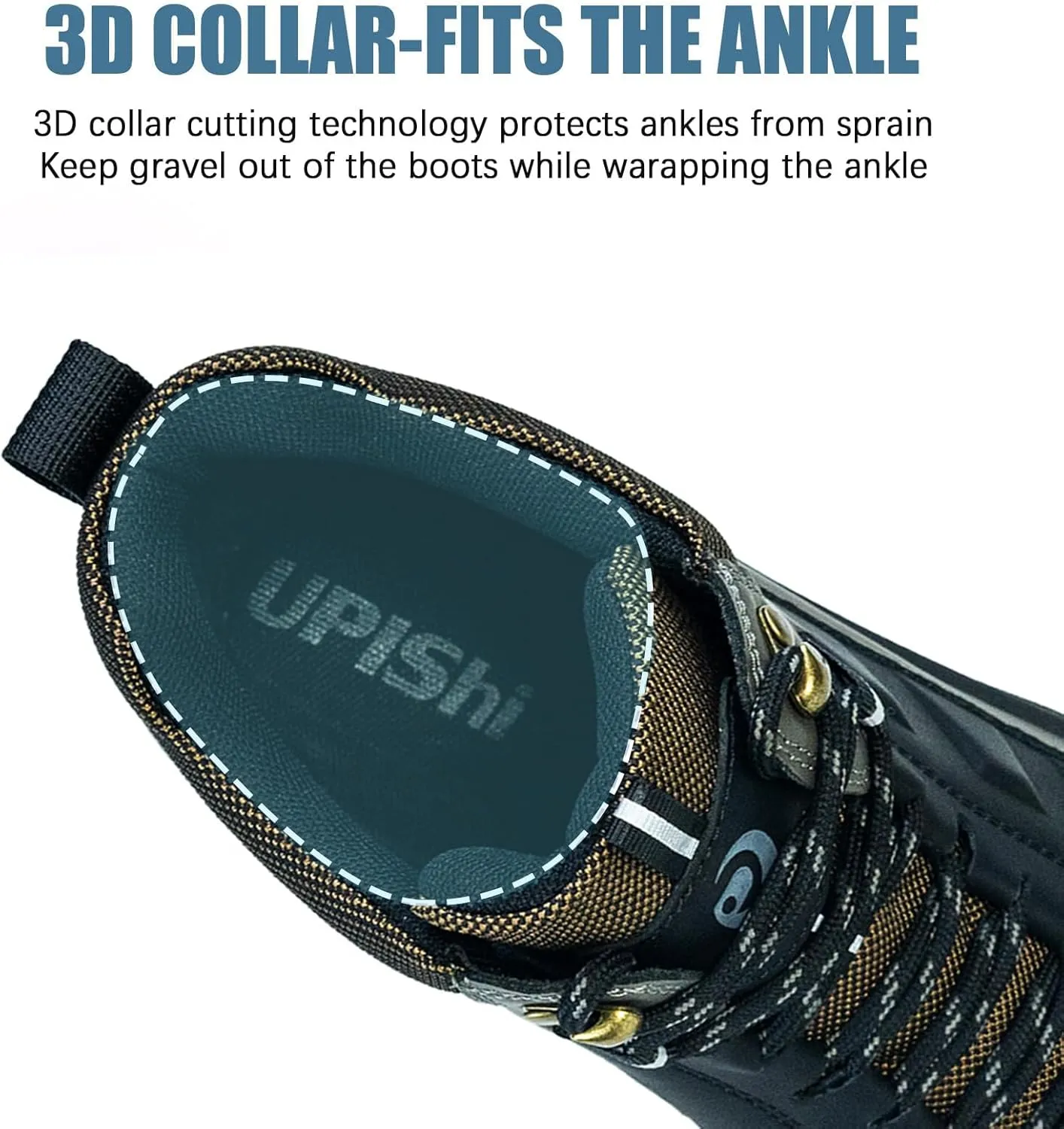 UPIShi Men's Hiking Waterproof Leather Boots Walking Lightweight Working Trekking Outdoor Casual Breathable Shoes