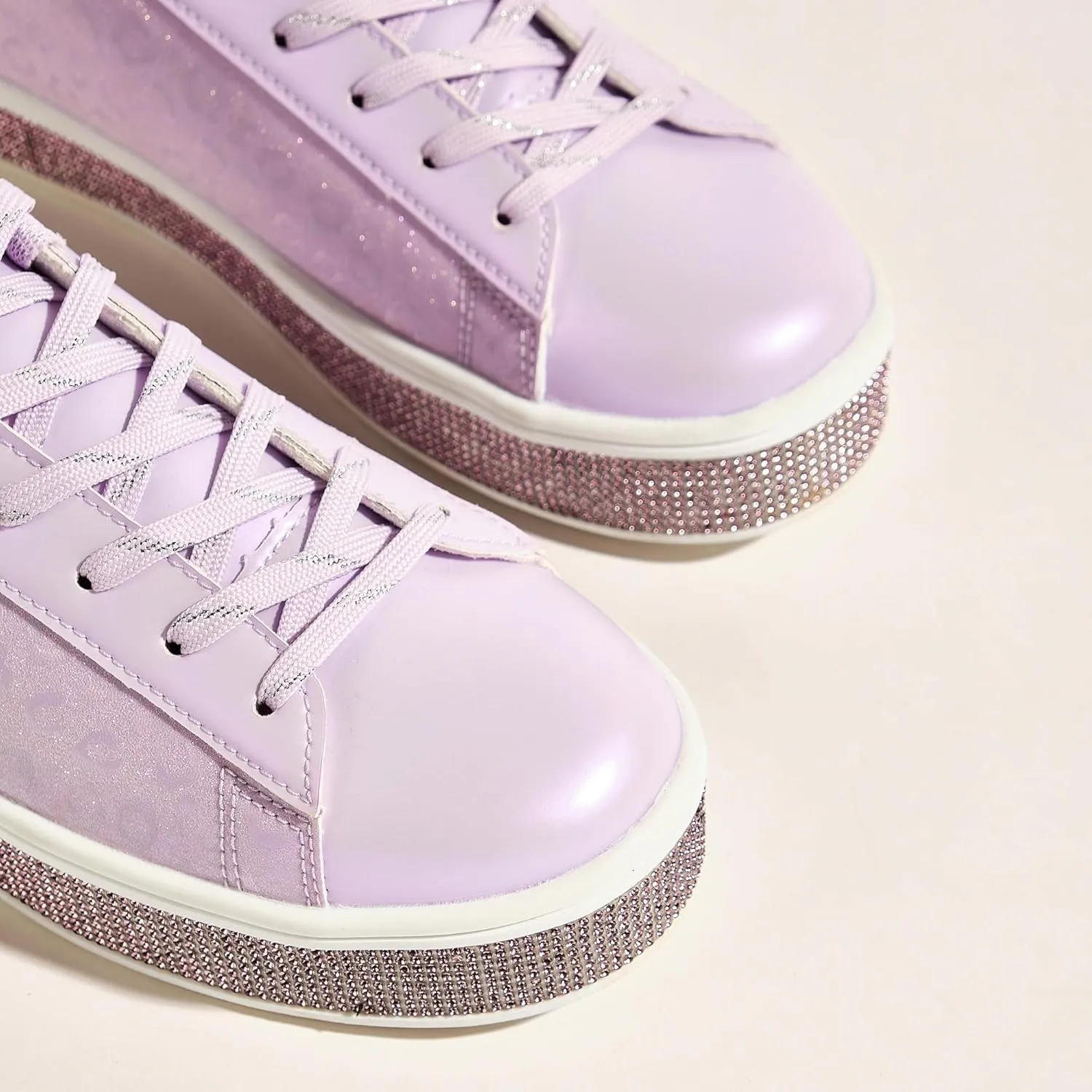 UUBARIS Women's Glitter Tennis Sneakers Neon Dressy Sparkly Sneakers Rhinestone Bling Wedding Bridal Shoes Shiny Sequin Shoes