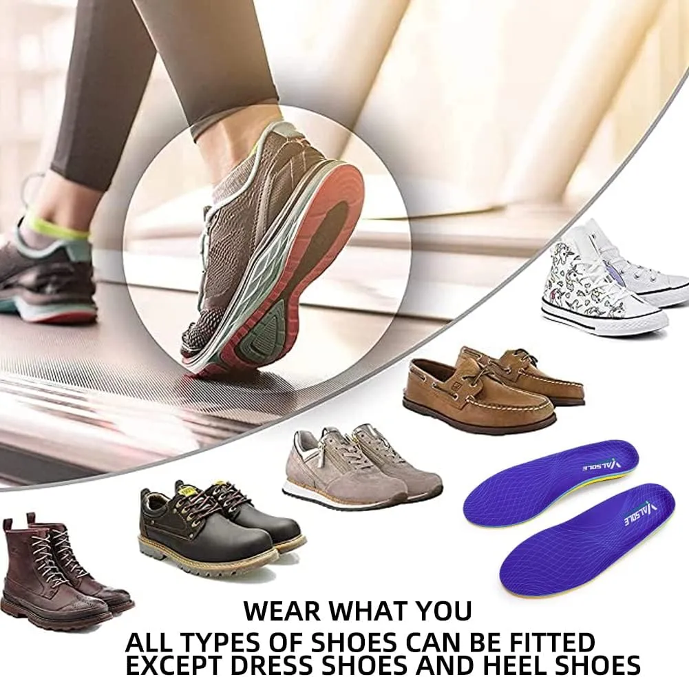 VALSOLE Heavy Duty Support Pain Relief Orthotics - 220  lbs Plantar Fasciitis High Arch Support Insoles for Men Women, Flat Feet Orthotic Insert, Work Boot Shoe Insole, Absorb Shock with Every Step
