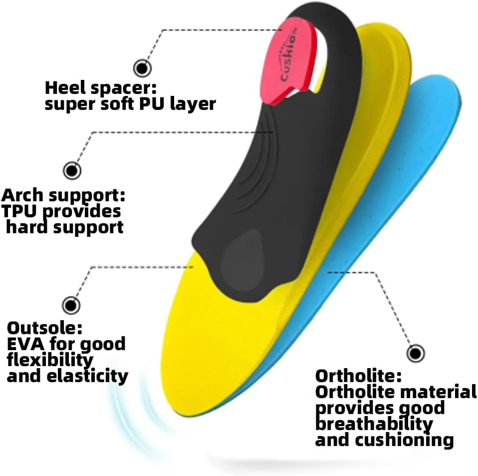 VALSOLE Heavy Duty Support Pain Relief Orthotics - 220  lbs Plantar Fasciitis High Arch Support Insoles for Men Women, Flat Feet Orthotic Insert, Work Boot Shoe Insole, Absorb Shock with Every Step