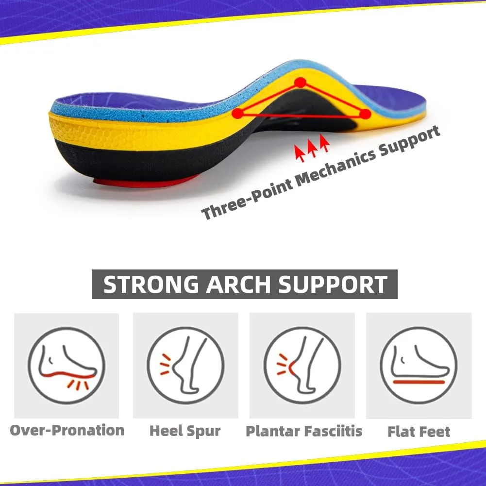 VALSOLE Heavy Duty Support Pain Relief Orthotics - 220  lbs Plantar Fasciitis High Arch Support Insoles for Men Women, Flat Feet Orthotic Insert, Work Boot Shoe Insole, Absorb Shock with Every Step