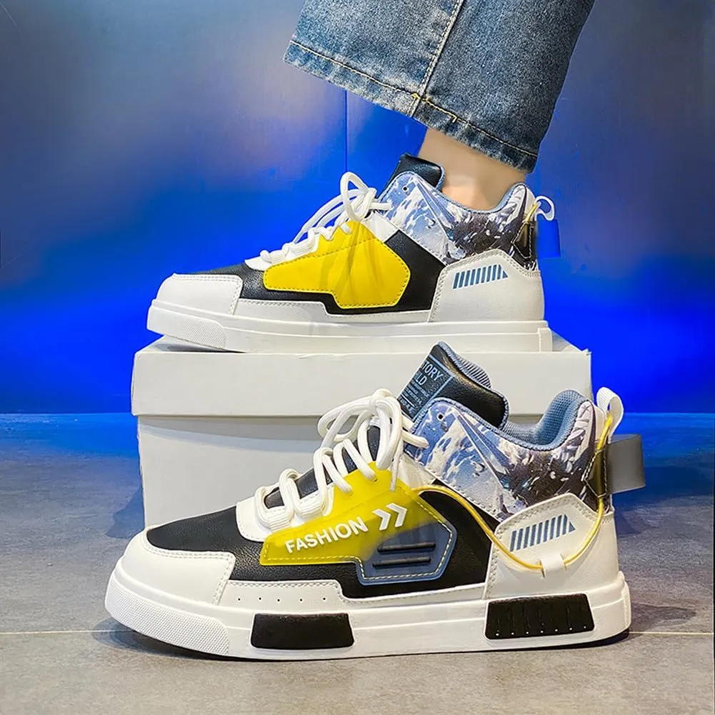 VAXAV Men's Fashion High Top Road Running Sneakers Skate Walking Driving Shoes