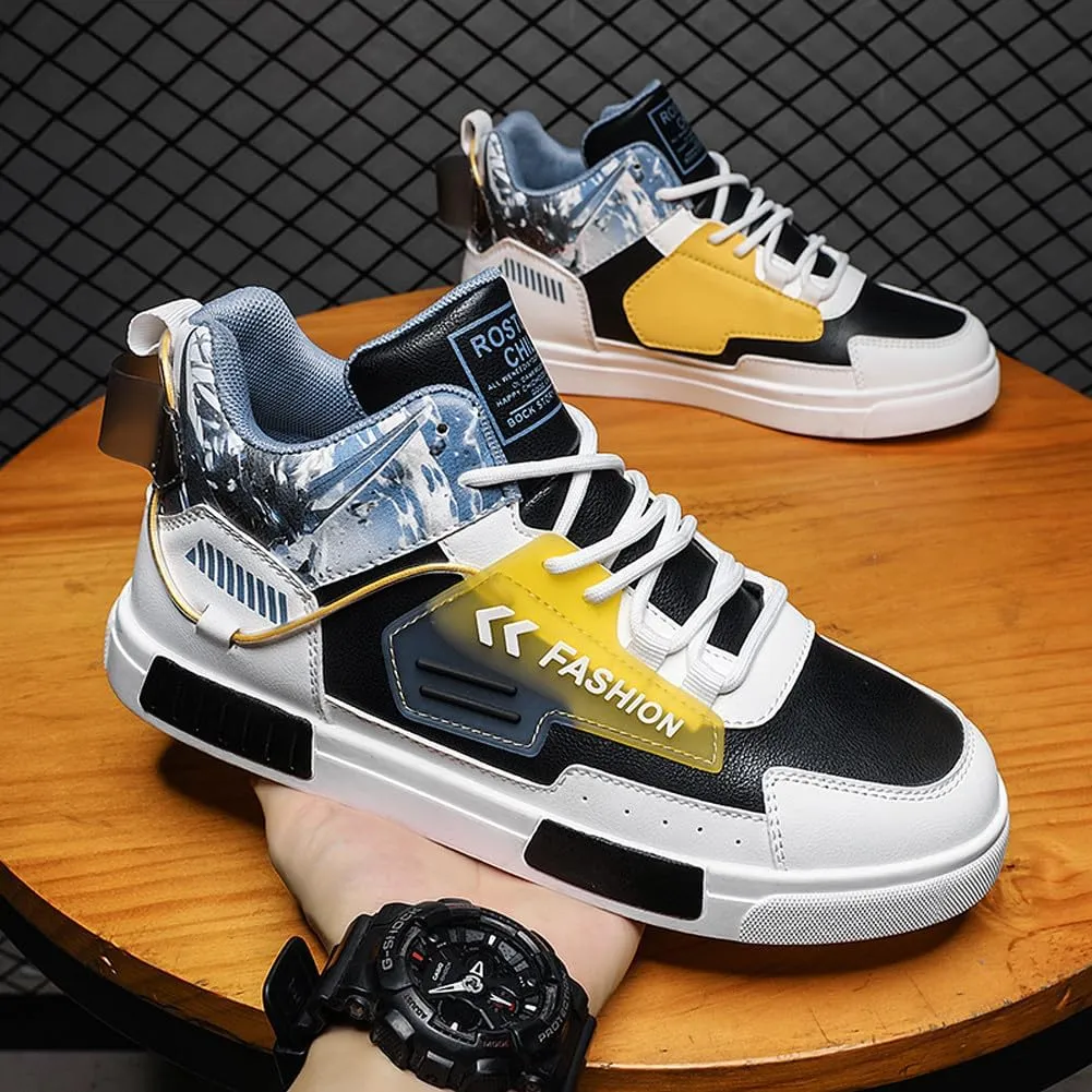 VAXAV Men's Fashion High Top Road Running Sneakers Skate Walking Driving Shoes