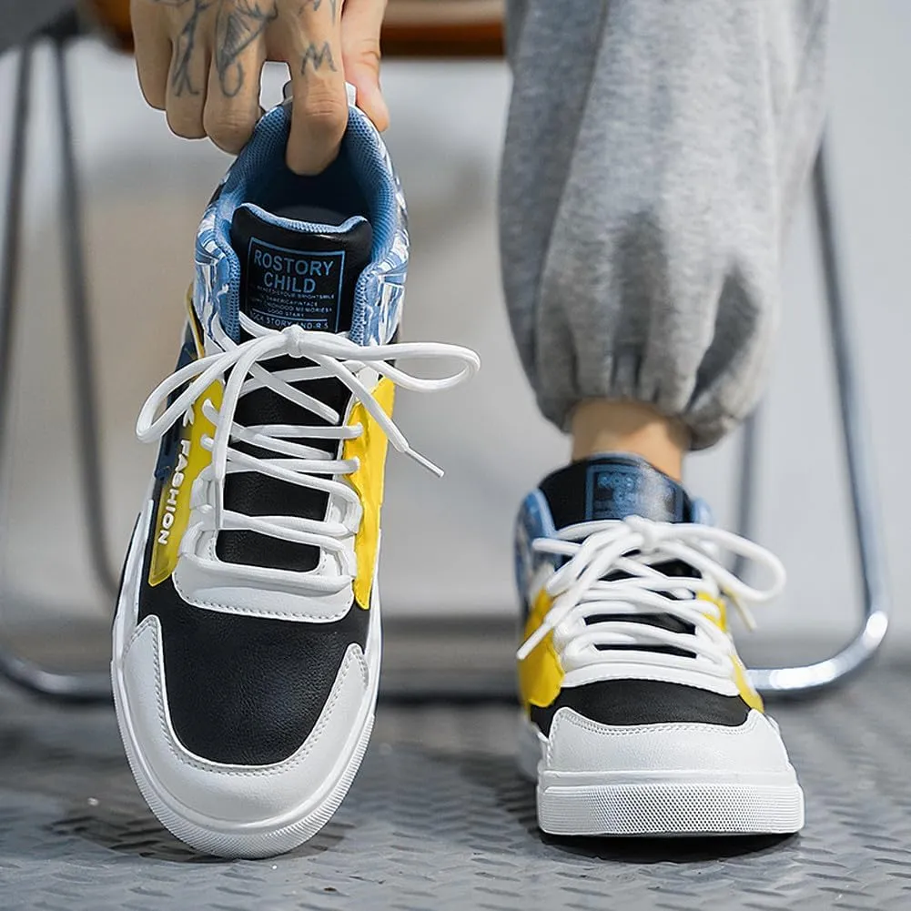 VAXAV Men's Fashion High Top Road Running Sneakers Skate Walking Driving Shoes