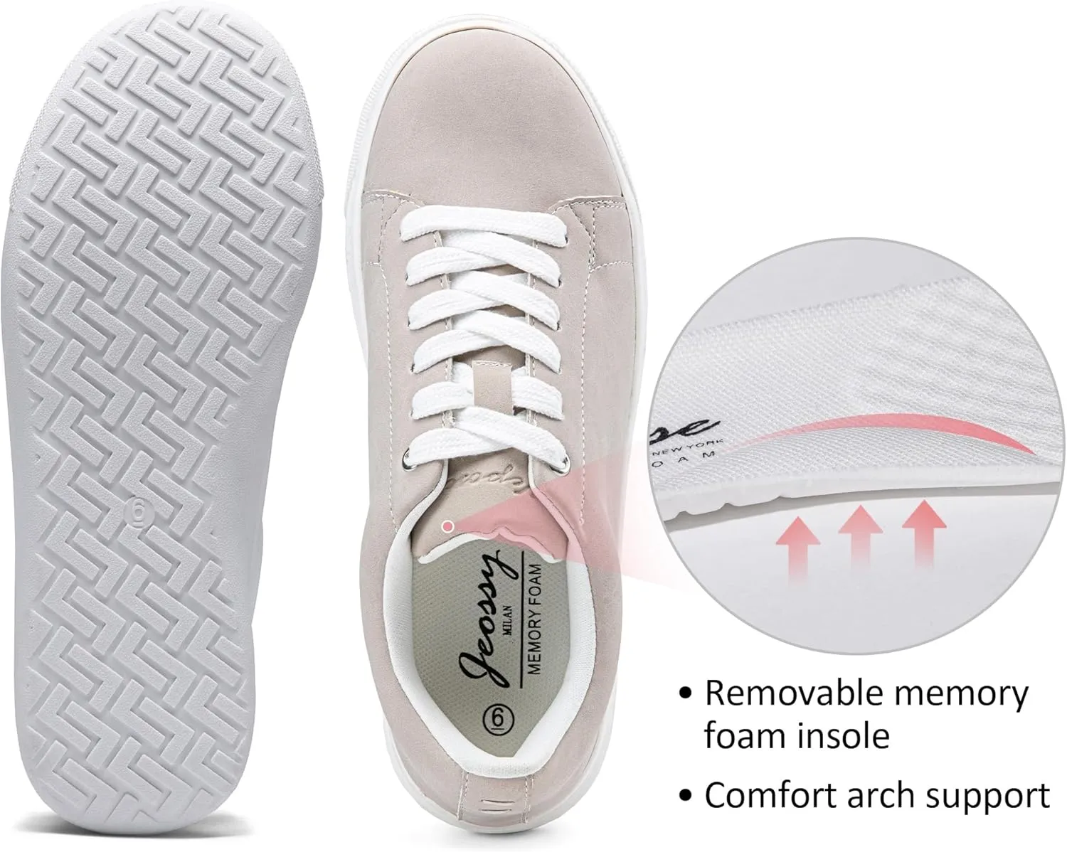 Vepose Women's 8012 Lace Up Classic Fashion Sneakers Comfortable Cute Shoes