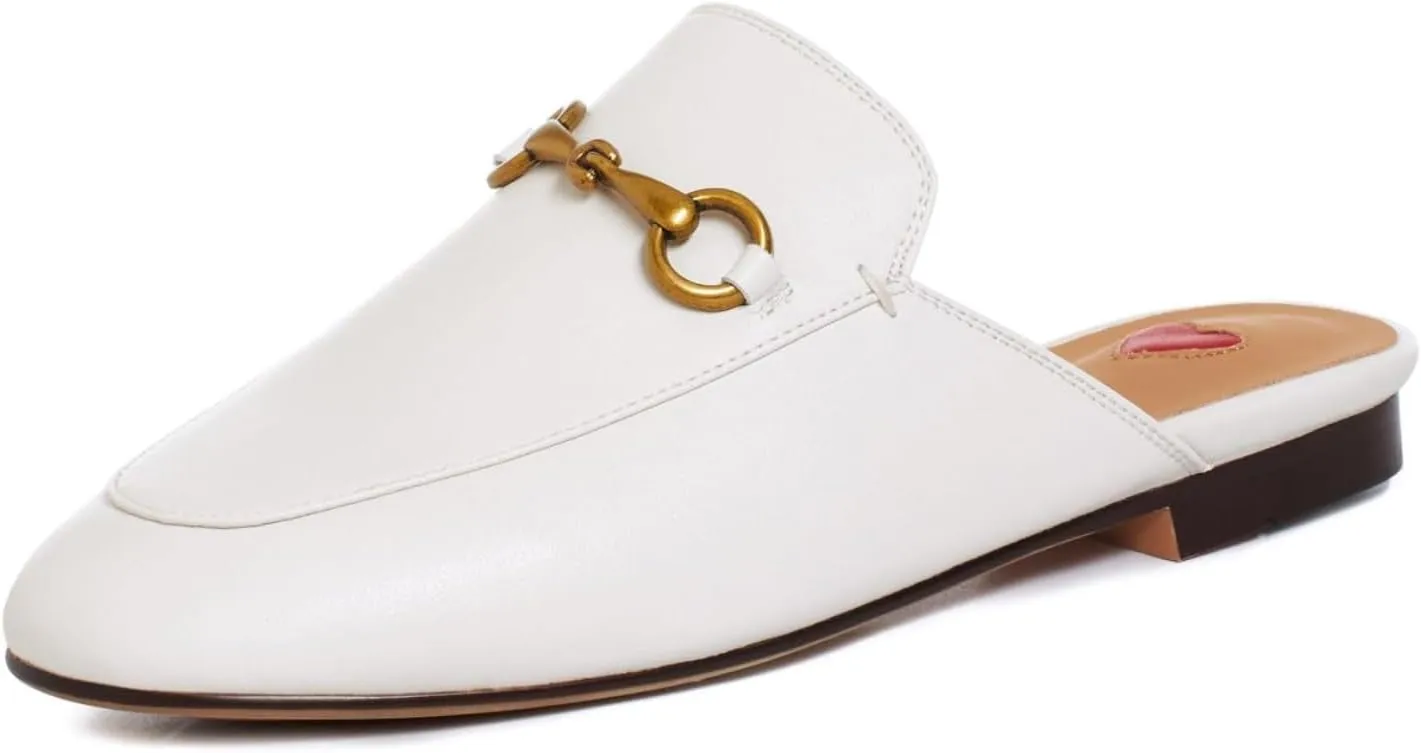 Vertundy Women's Mules Low Heel Flats Leather Slip On Backless Sandals for Girls Lady Work Slides