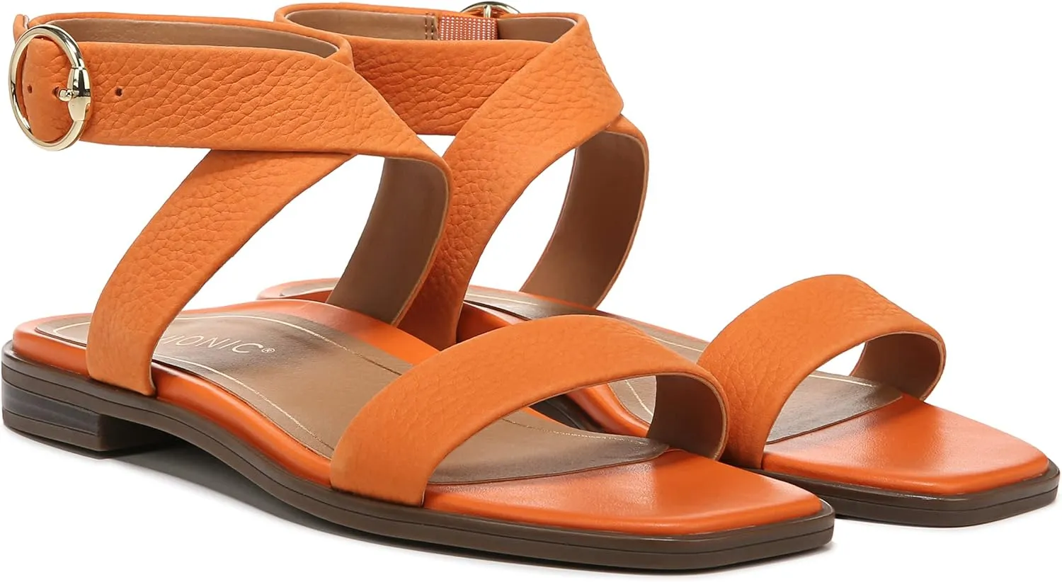Vionic Women's Poppy Anaya Fashion Flat Sandal- Supportive Active Adjustable Sandals That Includes an Orthotic Insole and Cushioned Outsole for Arch Support, Medium Fit, Sizes 5-11