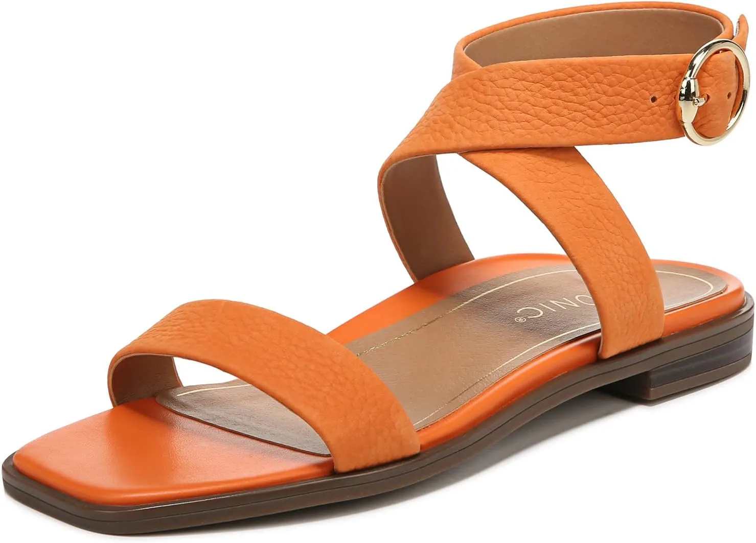 Vionic Women's Poppy Anaya Fashion Flat Sandal- Supportive Active Adjustable Sandals That Includes an Orthotic Insole and Cushioned Outsole for Arch Support, Medium Fit, Sizes 5-11