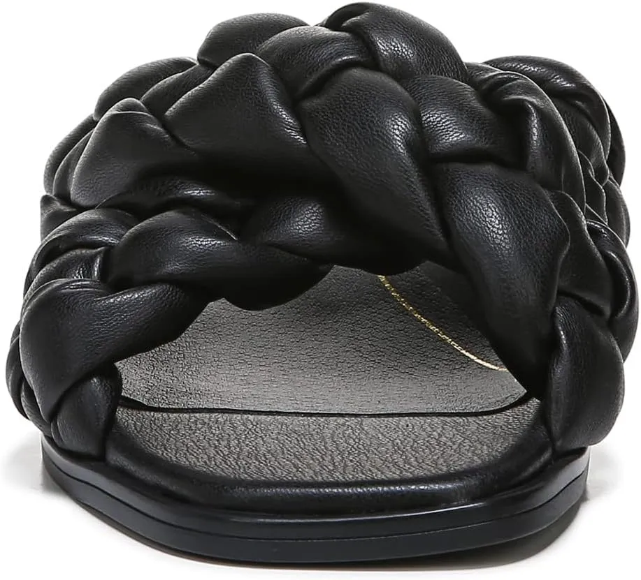 Vionic Women's Poppy Braided Vio-Motion Insole Slide Sandal- Supportive Dressy Flat Sandals That Includes an Orthotic Insole and Cushioned Outsole for Arch Support, Medium and Wide Fit, Sizes 5-11