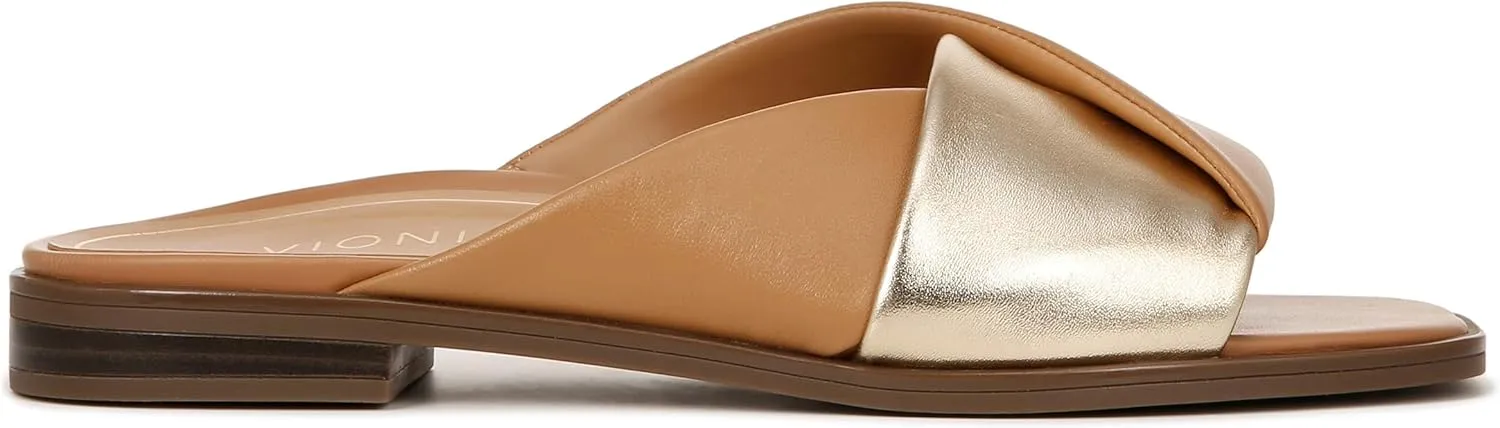 Vionic Women's Poppy Miramar Slide Comfortable Flat Sandals- Supportive Dressy Sandals Comfort Shoes That Includes a Concealed Orthotic Insole Sizes 5-12