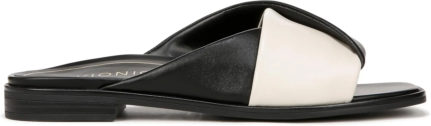 Vionic Women's Poppy Miramar Slide Comfortable Flat Sandals- Supportive Dressy Sandals Comfort Shoes That Includes a Concealed Orthotic Insole Sizes 5-12