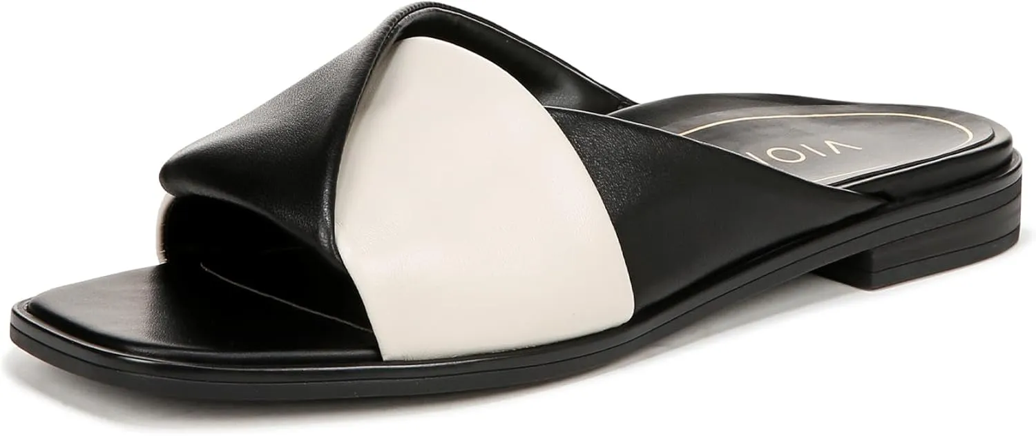 Vionic Women's Poppy Miramar Slide Comfortable Flat Sandals- Supportive Dressy Sandals Comfort Shoes That Includes a Concealed Orthotic Insole Sizes 5-12