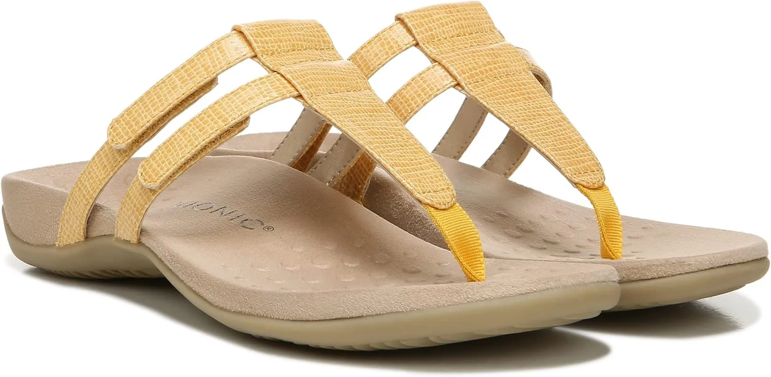 Vionic Women's Rest Elvia Toe Post Slide Sandal- Supportive Ladies Flip Flop Sandals That Include Three-Zone Comfort with Orthotic Insole Arch Support, Medium and Wide Fit, Sizes 5-12