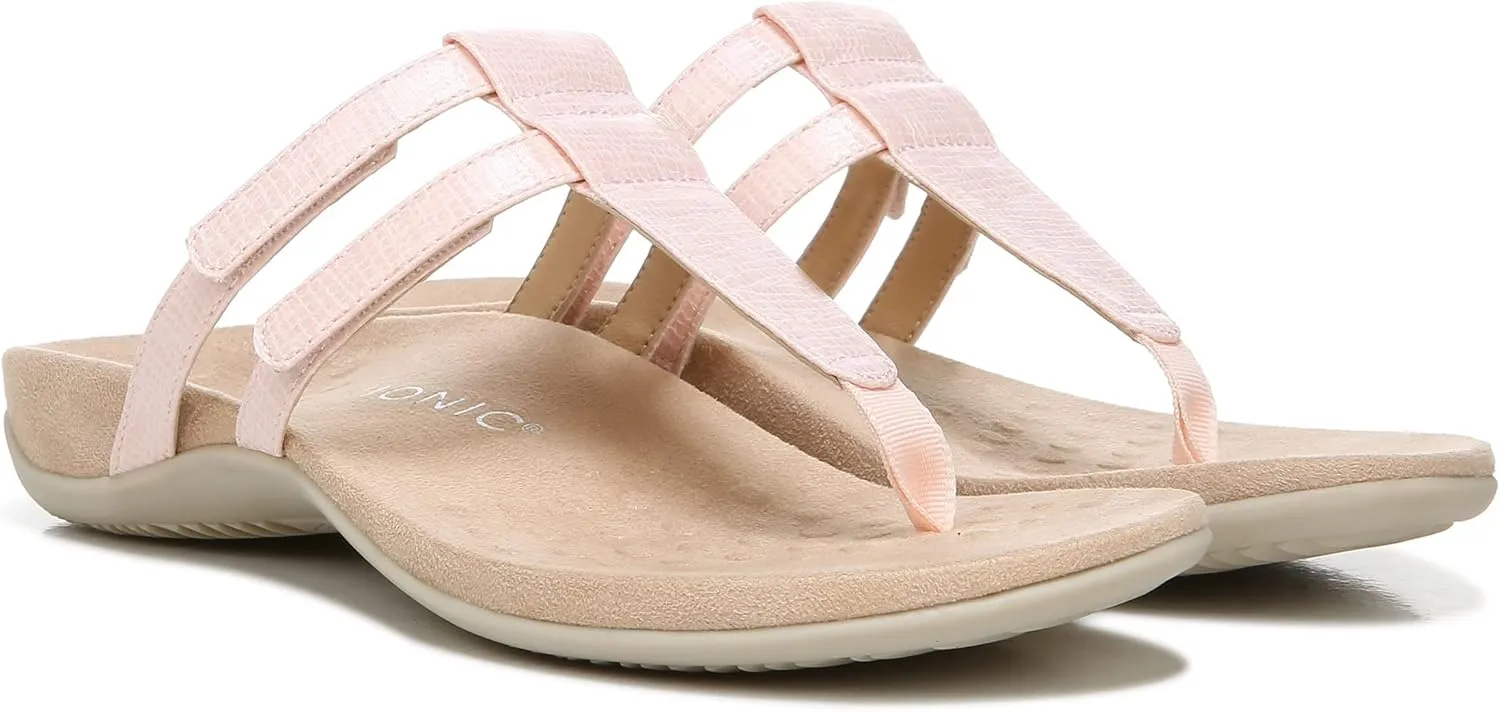 Vionic Women's Rest Elvia Toe Post Slide Sandal- Supportive Ladies Flip Flop Sandals That Include Three-Zone Comfort with Orthotic Insole Arch Support, Medium and Wide Fit, Sizes 5-12