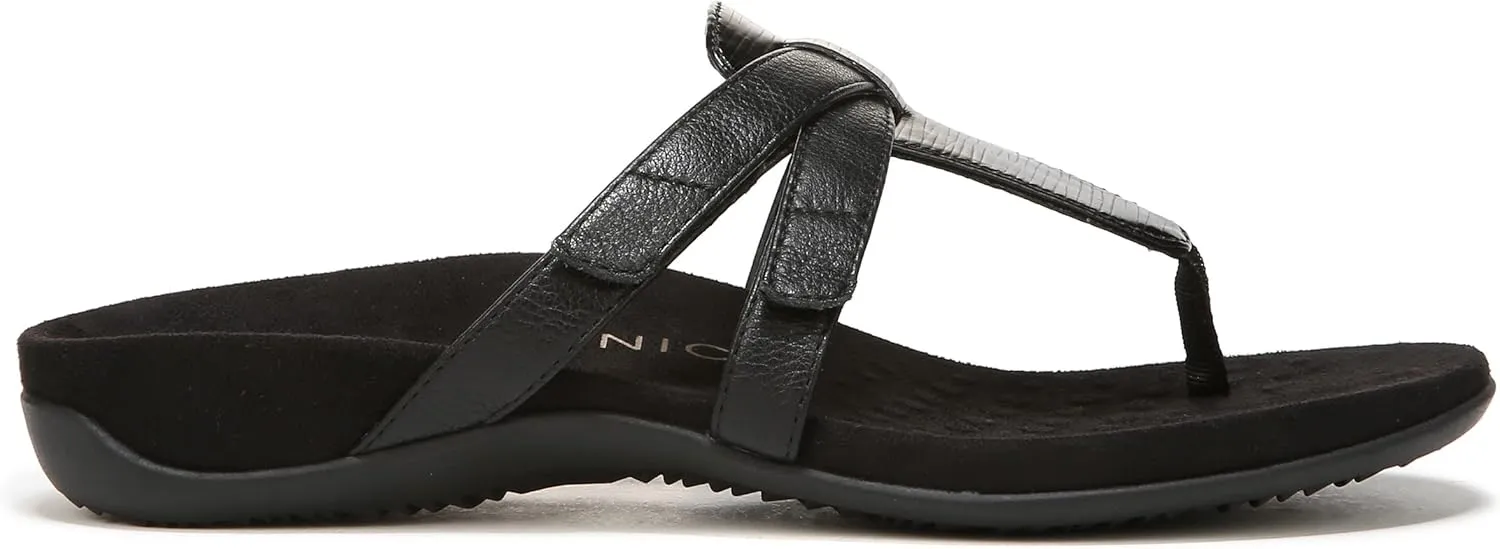 Vionic Women's Rest Karley Vio-Motion Insole Toe-Post Sandal- Supportive Flat Dressy That Includes an Orthotic Insole and Cushioned Outsole for Arch Support, Medium and Wide Fit