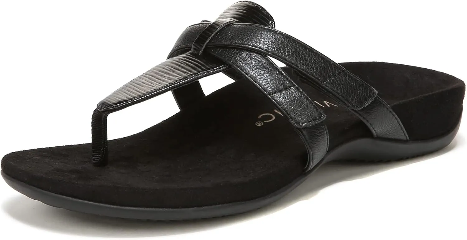 Vionic Women's Rest Karley Vio-Motion Insole Toe-Post Sandal- Supportive Flat Dressy That Includes an Orthotic Insole and Cushioned Outsole for Arch Support, Medium and Wide Fit