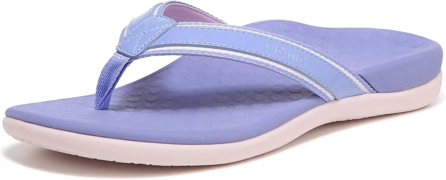 Vionic Women's Tide II Toe Post Sandal - Supportive Ladies Flip Flops That Include Three-Zone Comfort with Orthotic Insole Arch Support